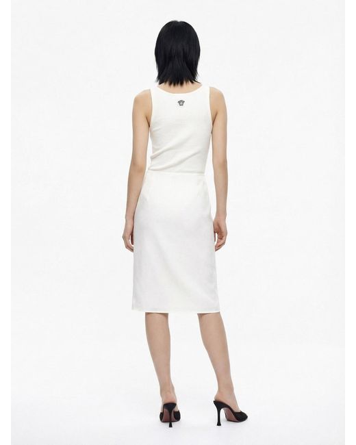 Versace White Cream Ribbed Medusa Wool Top
