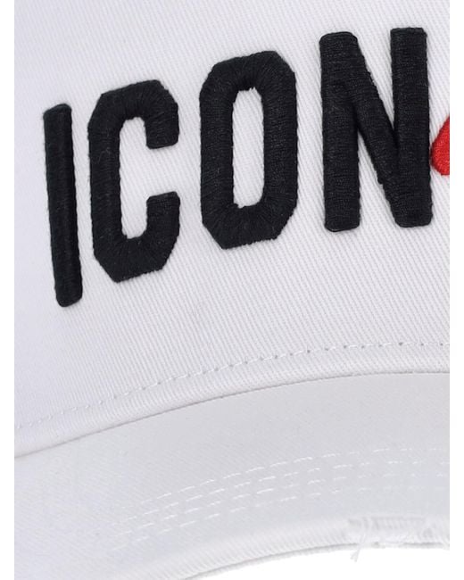 DSquared² White Baseball Cap “Iconique” for men