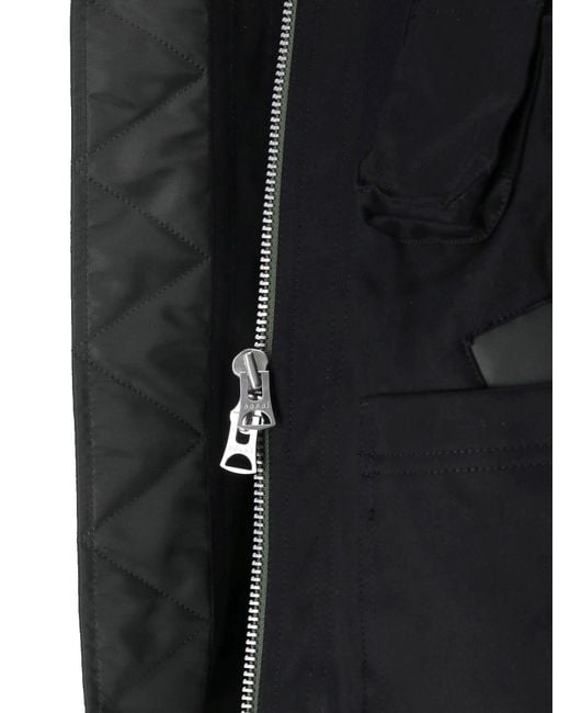 Sacai Black Engineered Panel Cotton Jacket With Nylon, Cowhide & Knit Trim for men