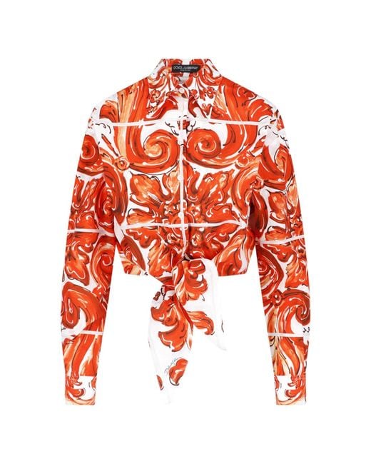 Dolce & Gabbana Red 100% Cotton Poplin Shirt