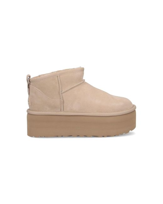 Stivali Platform "Classic Ultra Mini" di Ugg in Natural