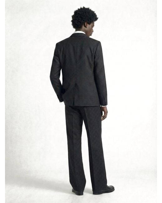 Gucci Blue Wool Pants "Gg" for men