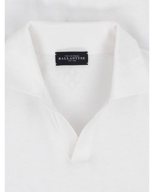 Ballantyne White Cotton Polo for men