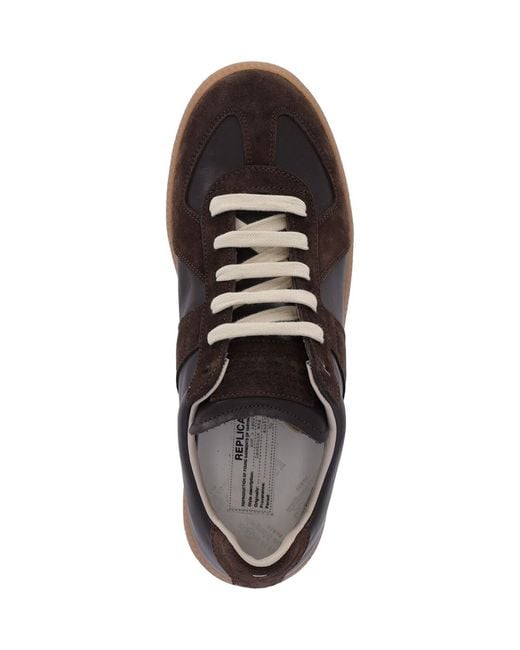 Maison Margiela Black Low-Top Sneakers With Smooth Leather And Suede Panels for men