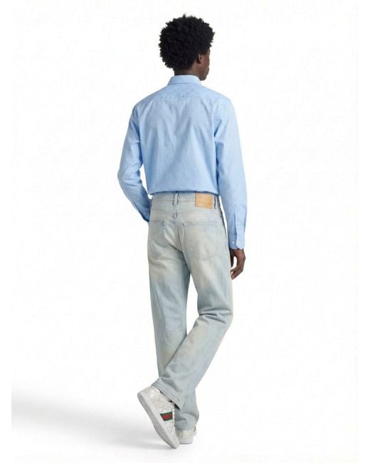 Gucci Blue Cotton Shirt for men