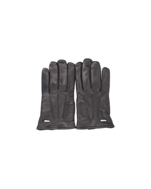 Our Legacy Black Leather Stitched Logo Gloves