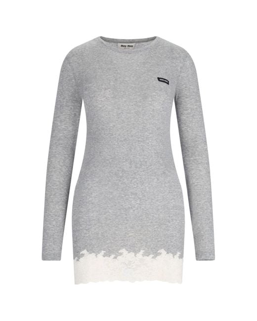 Abito Mini Logo di Miu Miu in Gray