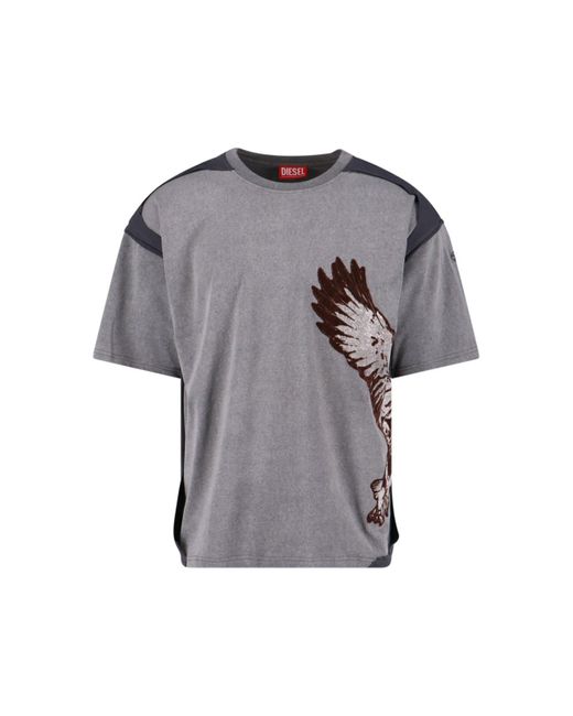 DIESEL Gray Peeloff" T-Shirt With Eagle Print for men