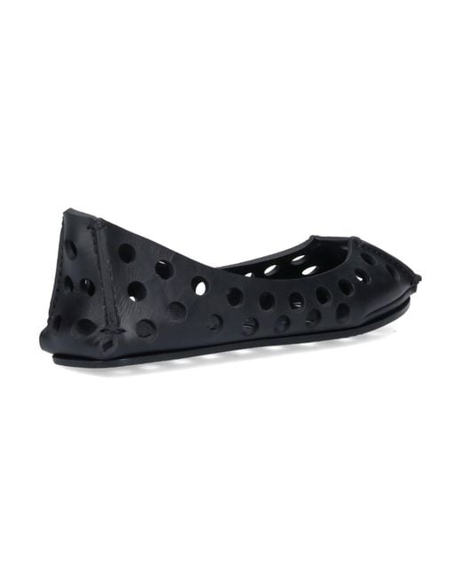 Alaïa Black Leather Ballet Flats