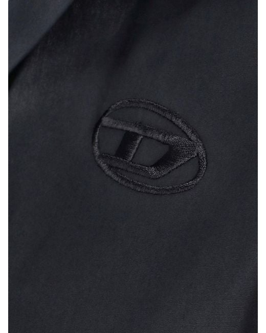 DIESEL Blue Asymmetric Wrap Midi Shirt Dress With Tone-On-Tone Embroidery