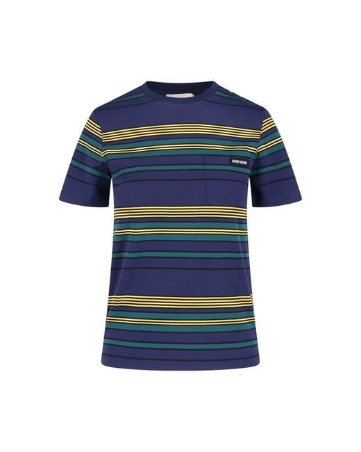 Miu Miu Blue Jersey Logo T-Shirt