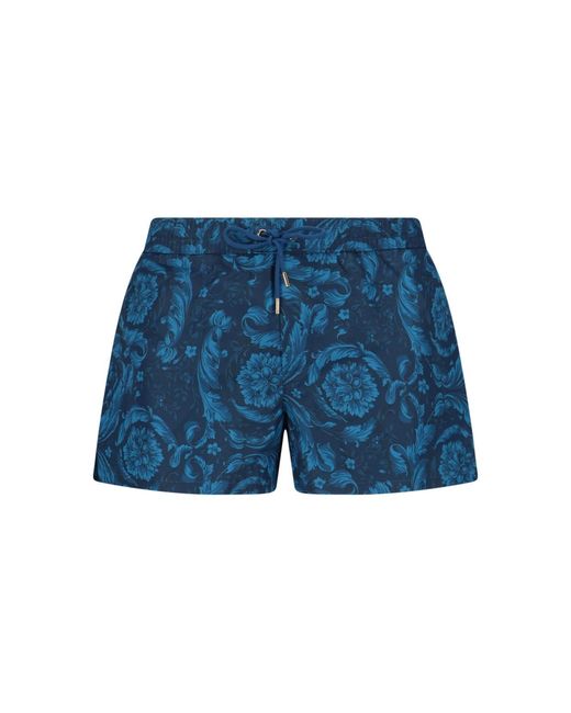 Versace Blue Barocco Swim Shorts for men