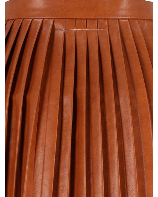 MM6 by Maison Margiela Brown Pleated Midi Skirt