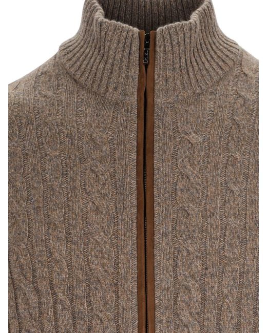 Loro Piana Brown Zip Sweater for men