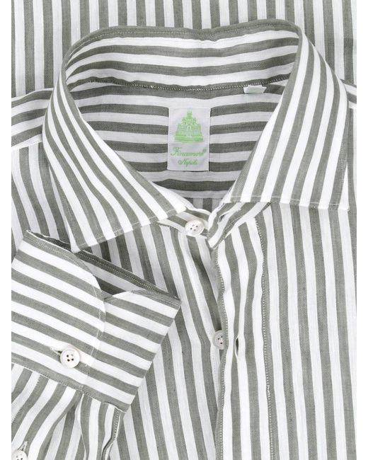 Finamore 1925 White Striped Shirt "Gaeta" for men