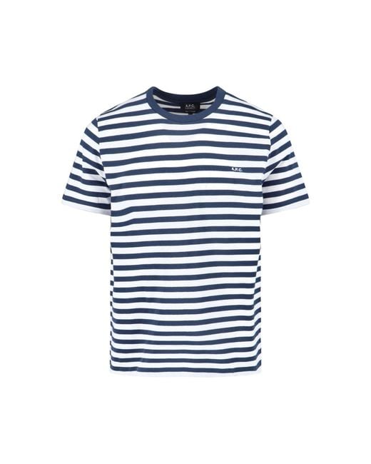 A.P.C. Blue T-Shirts And Polos Organic Cotton for men