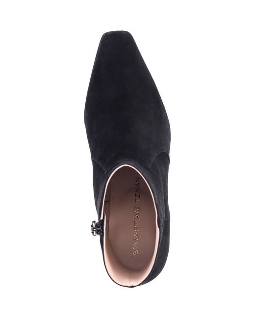Stuart Weitzman Black Ankle Boots “Stassi Zip 50”