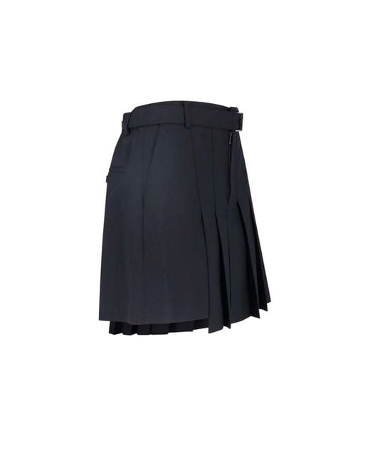 Sacai Blue Wool Blend Shorts