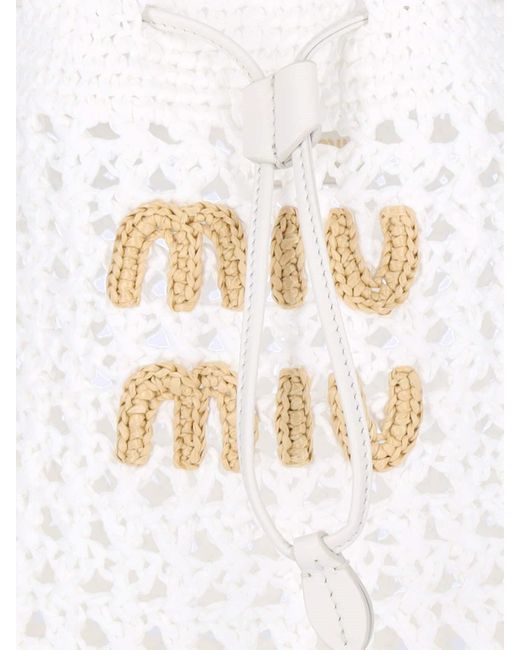 Borsa Bucket Crochet di Miu Miu in White