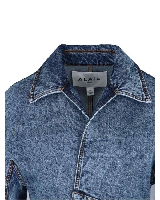 Alaïa Blue Alaã¯A Long Denim Spiral Trench