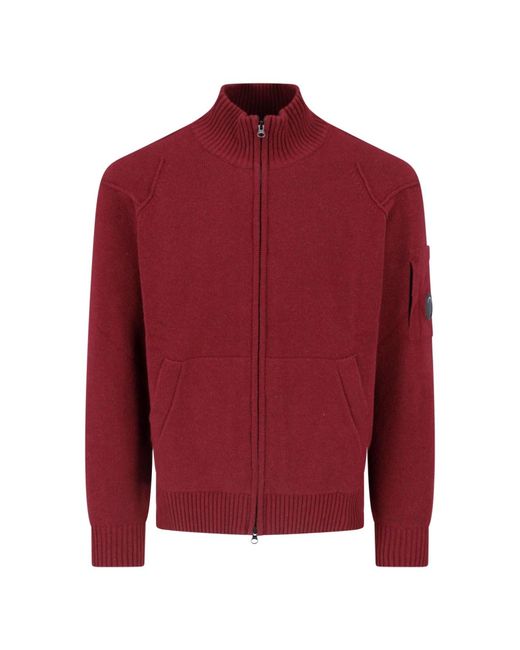 C P Company Red Zip Cardigan for men
