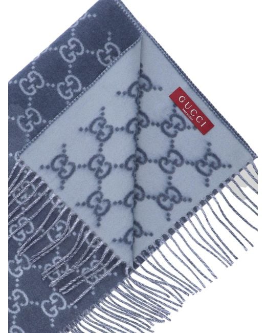 Sciarpa In Cashmere "Gg" di Gucci in Blue da Uomo