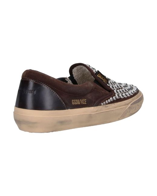 Golden Goose Deluxe Brand Brown Studded Slip-On Sneaker