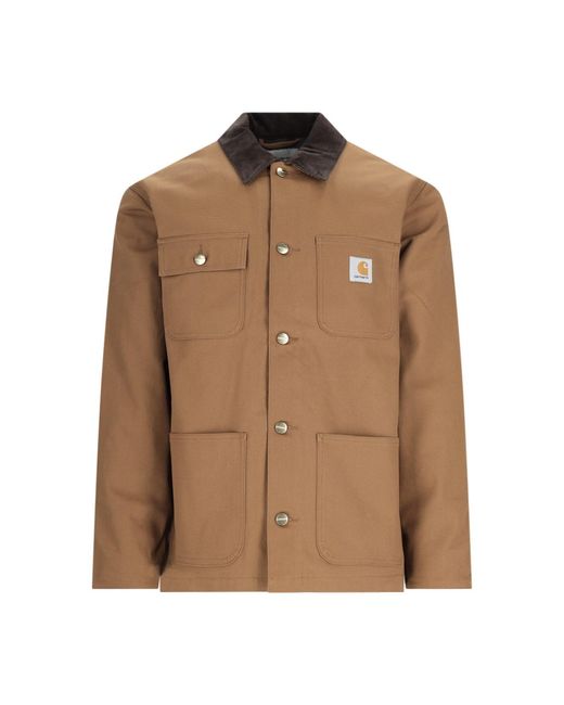 Carhartt Brown Logo Button Jacket for men