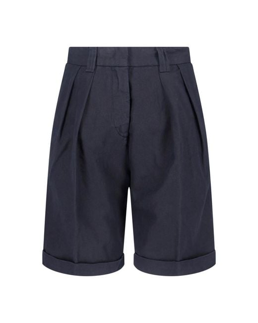 Aspesi Blue Cotton Linen Shorts