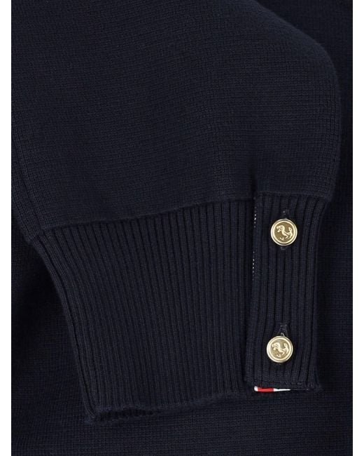 Thom Browne Blue 4 Bar Ribbed Sweater for men