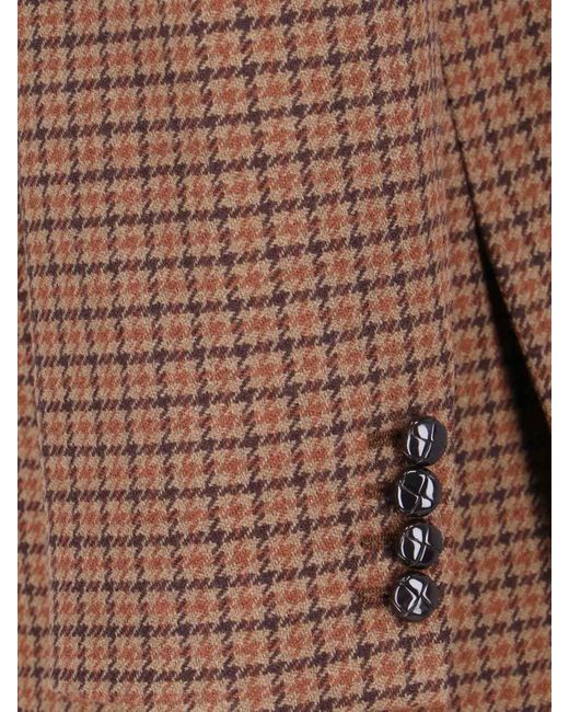 Chloé Brown Checked Wool-Blend Blazer