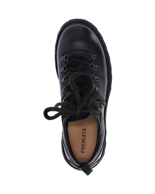 Premiata Black Leather Derby Shoes for men