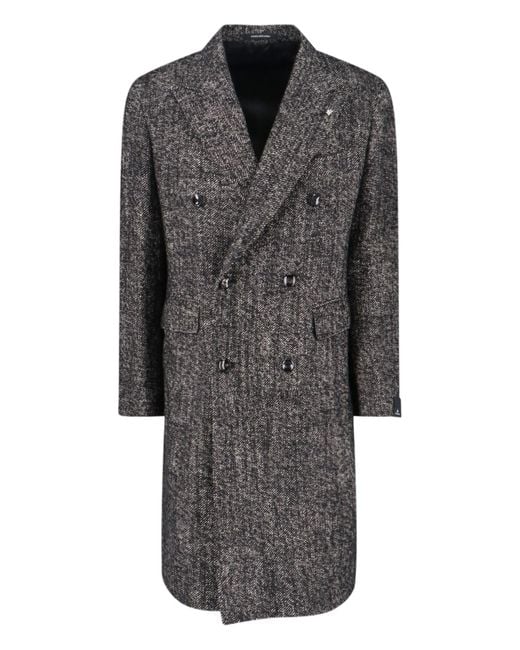 Tagliatore Gray Pino Lerario Double-Breasted Coat for men