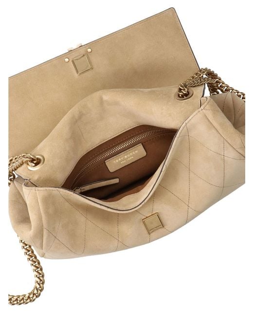 Tory Burch Natural Bovine Suede Shoulder Bag
