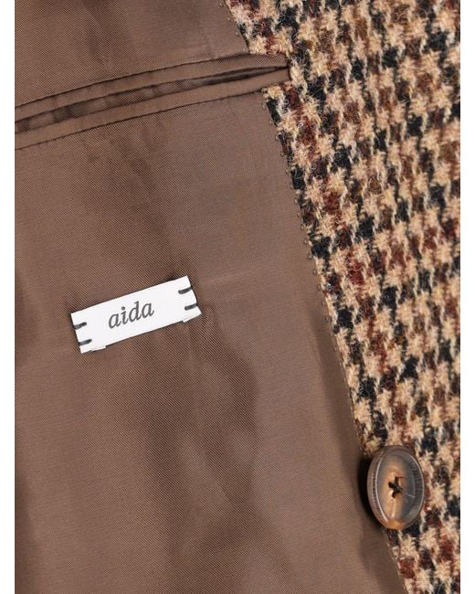 Caruso Brown Double-Breasted Wool Coat for men
