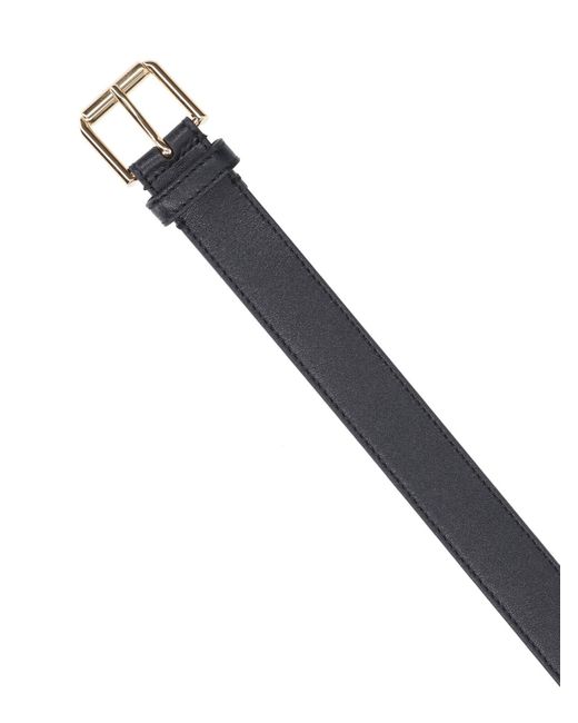 Givenchy Black Leather Belt With-Tone Buckle