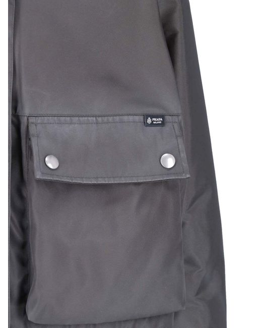 Prada Gray Washed Re-Nylon Raincoat