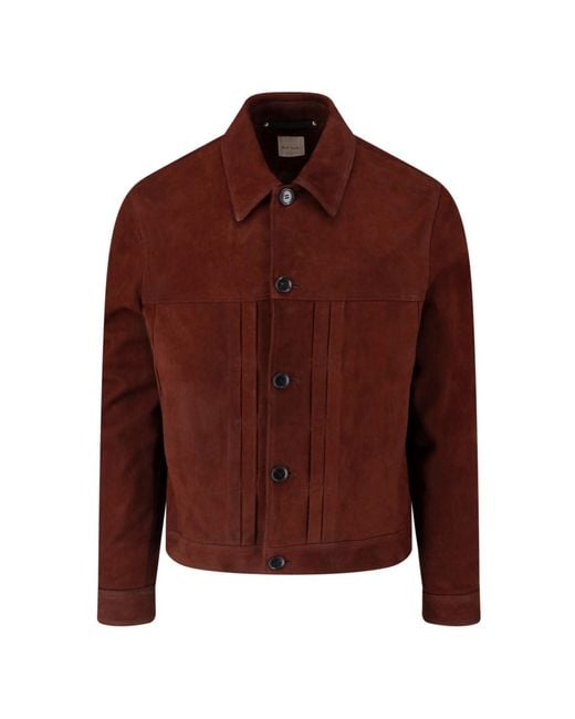 Paul Smith Red Classic Collar Suede Jacket for men