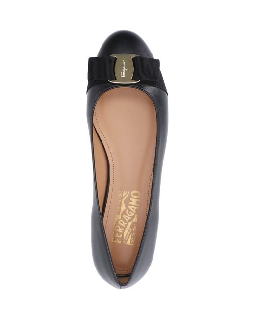 Ferragamo Black Luxury Lamb Leather Flat Shoes