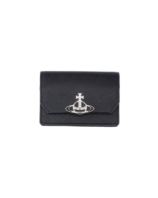 Vivienne Westwood Black Designer Cow Leather Wallet For