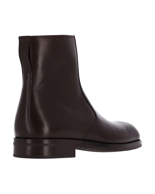 Lemaire Black Leather Zip Ankle Boots for men