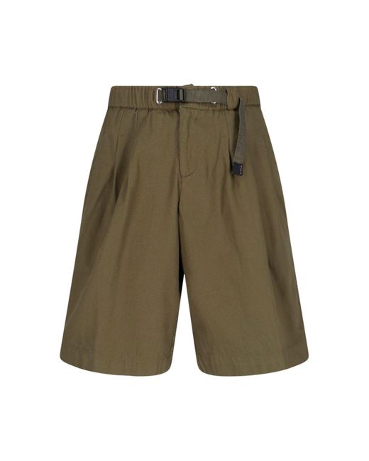 White Sand Green Bermuda Shorts With Belt for men