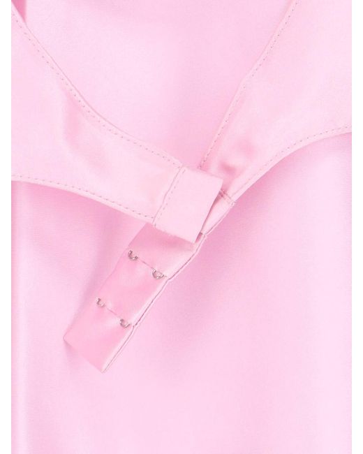 Courreges Pink Silk Embroidered Logo Mini Dress