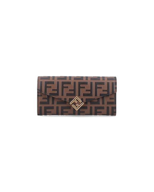 Fendi Brown 'ff Diamonds' Crossbody Wallet