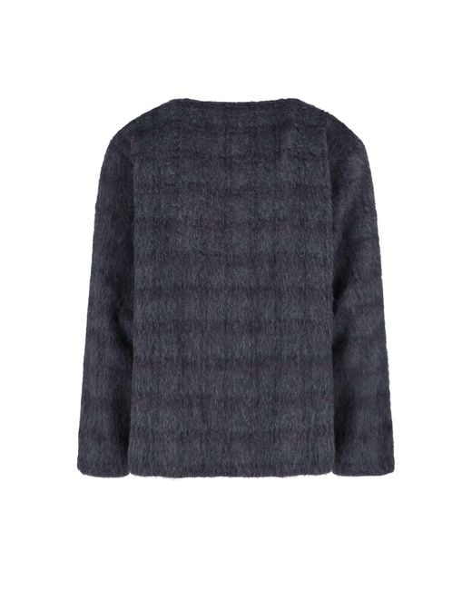 Our Legacy Blue Plum Check V-Neck Cardigan for men