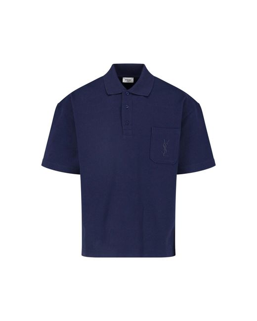 Saint Laurent Blue Polo "Cassandre" for men