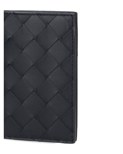 Bottega Veneta Black Woven Bi-Fold Card Holder for men