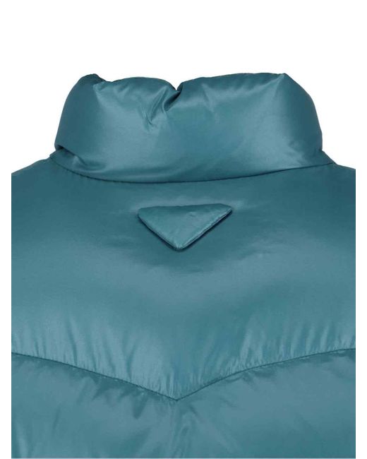 Prada Blue Logo Padded Down Jacket for men