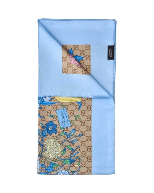 Gucci Blue Scarf "Flora"