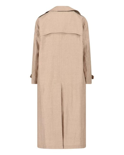 Tagliatore Natural Double-Breasted Wool Cotton Trench